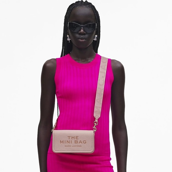 MARC JACOBS ROSE PINK THE LEATHER MINI BAG - Picture 2 of 10